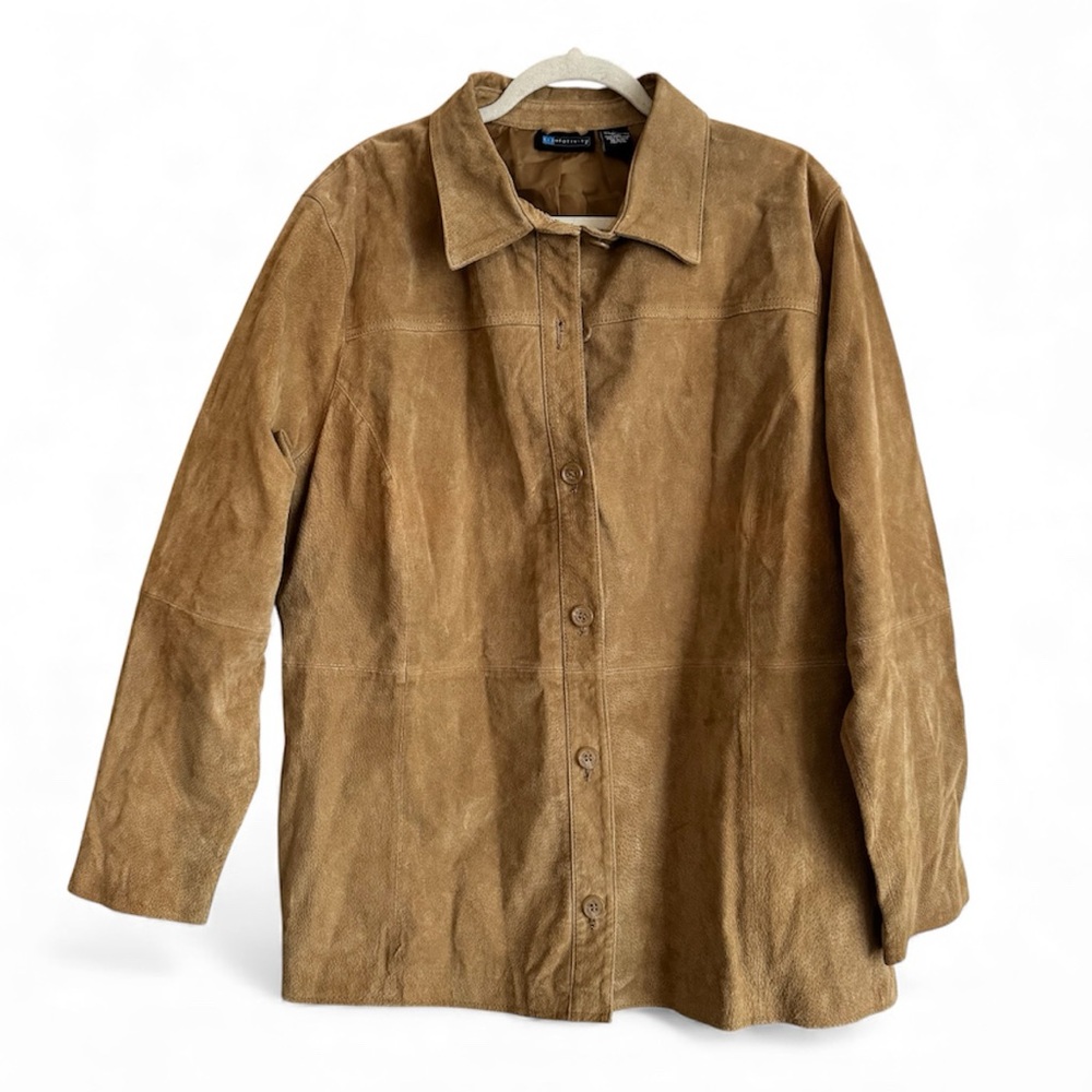 Women's Tan Suede Button-Front Jacket